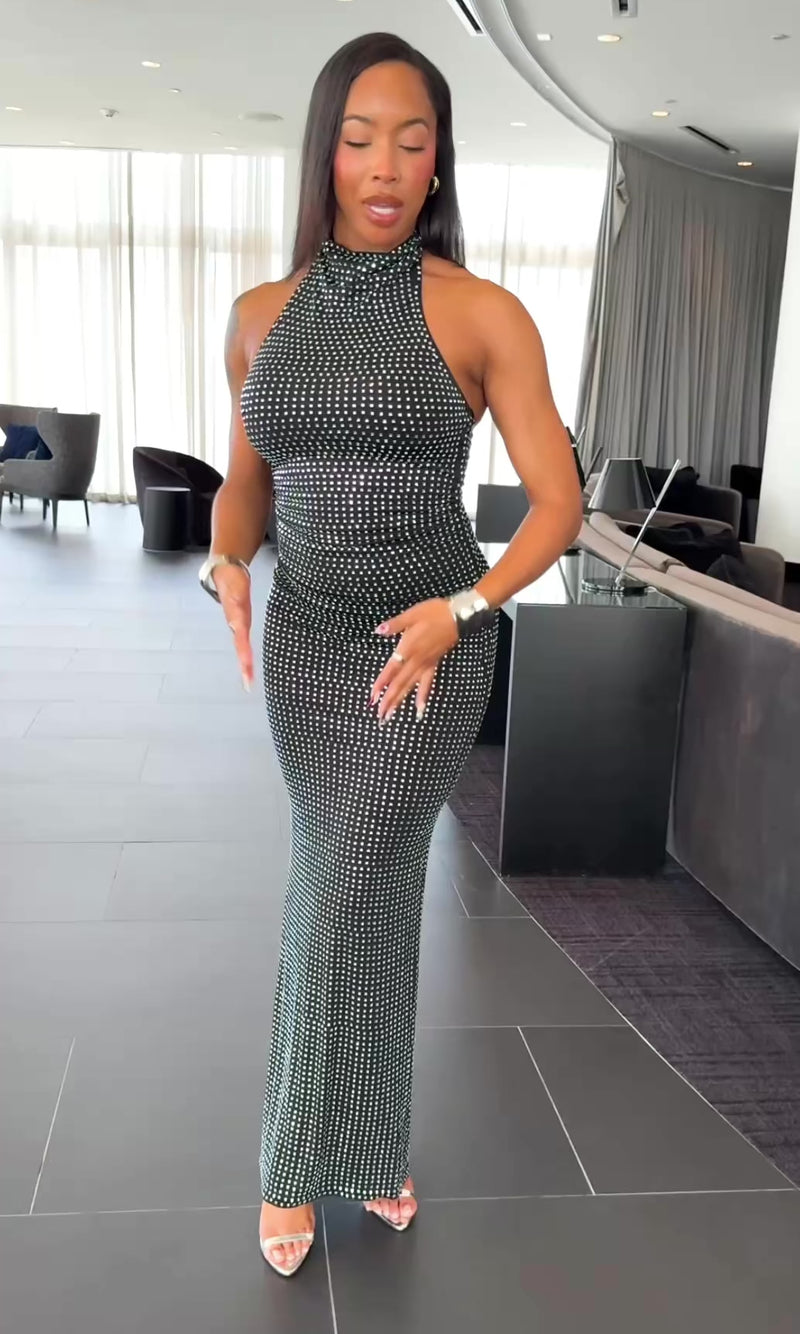 DREA HOURGLASS RHINESTONE MAXI DRESS