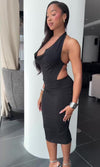TERESA GLITTER COWL NECK MIDI DRESS